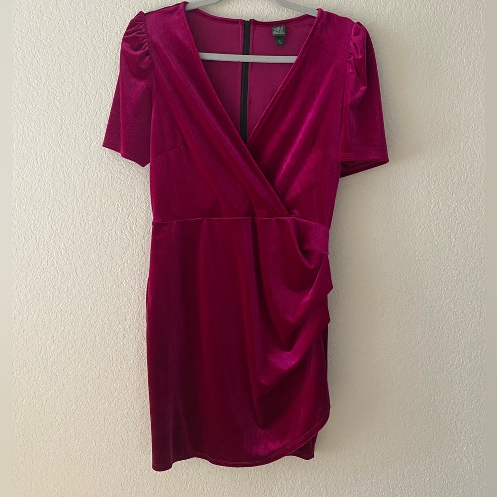 Wild Fable Velvet Wrap Dress in Deep Pink